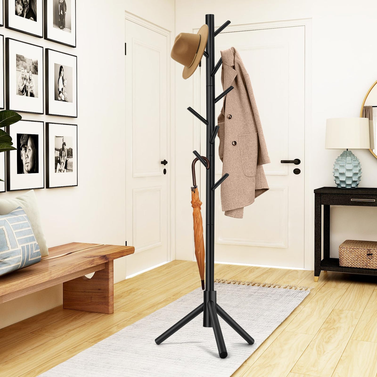 Adjustable Height Black Coat Stand with 3 Prong Legs Retail $13.50