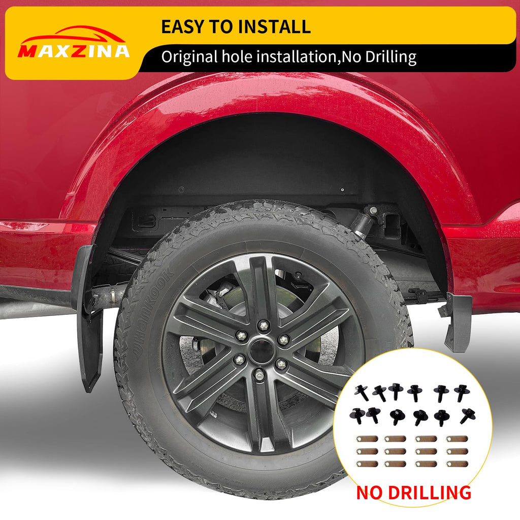 '-2025 Ford F-150 Rear Wheel Well Liners Black Mud Guards