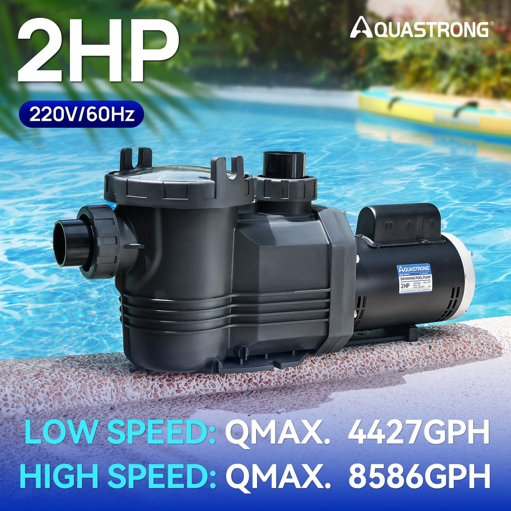 Riptide Series 2 HP Dual Speed Pool Pump 220V 8586 GPH InAbove Ground Grey