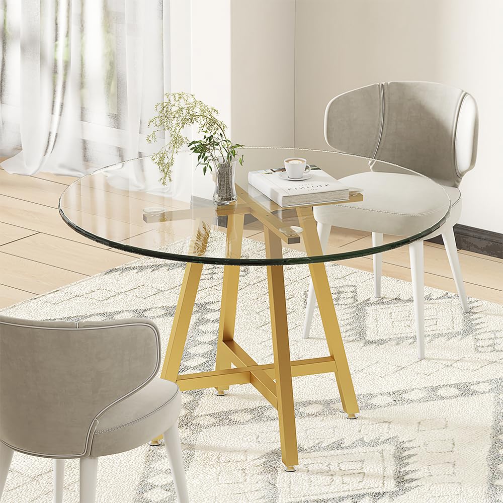 Gold 28 H Metal X-Shape Heavy Duty Table Base with Suction Cups for Glass Wood Marble Tops