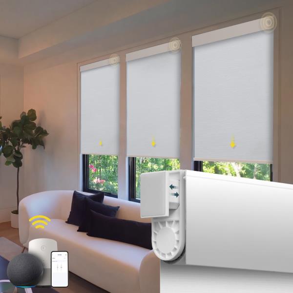 Motorized No Drill Cordless Roller Shades Electric Blinds with Remote Control White 32 x 72