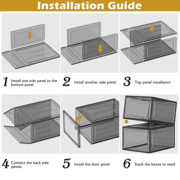 Sturdy Clear Shoe Organizer with Magnetic Door 6-Pack Stackable Storage Box 13.5 x 10.5 x 7.2