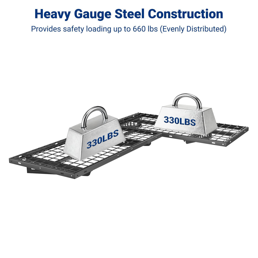 '-Pack 2x4ft Garage Wall Shelves 660lb Capacity - Black