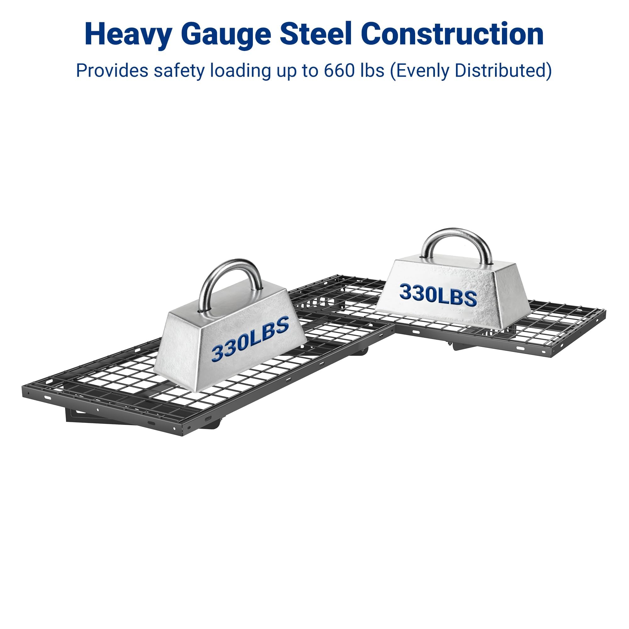 '-Pack 2x4ft Garage Wall Shelves 660lb Capacity - Black