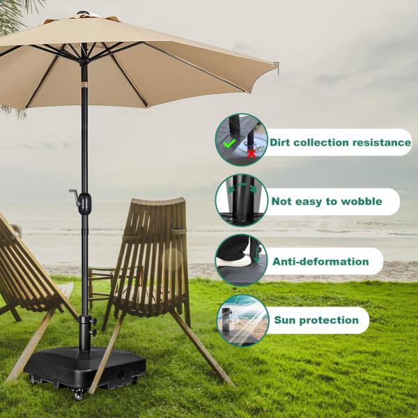 Patio Umbrella Base Heavy Duty with Wheels 125lb Capacity 18.9 x 18.9 x 6.3