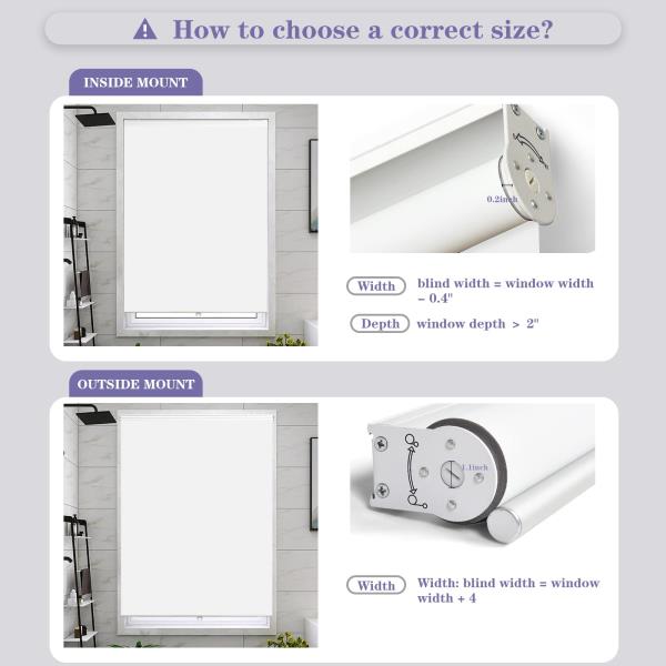 White Fabric Cordless Blackout Roller Shade 35 x 75 for Window