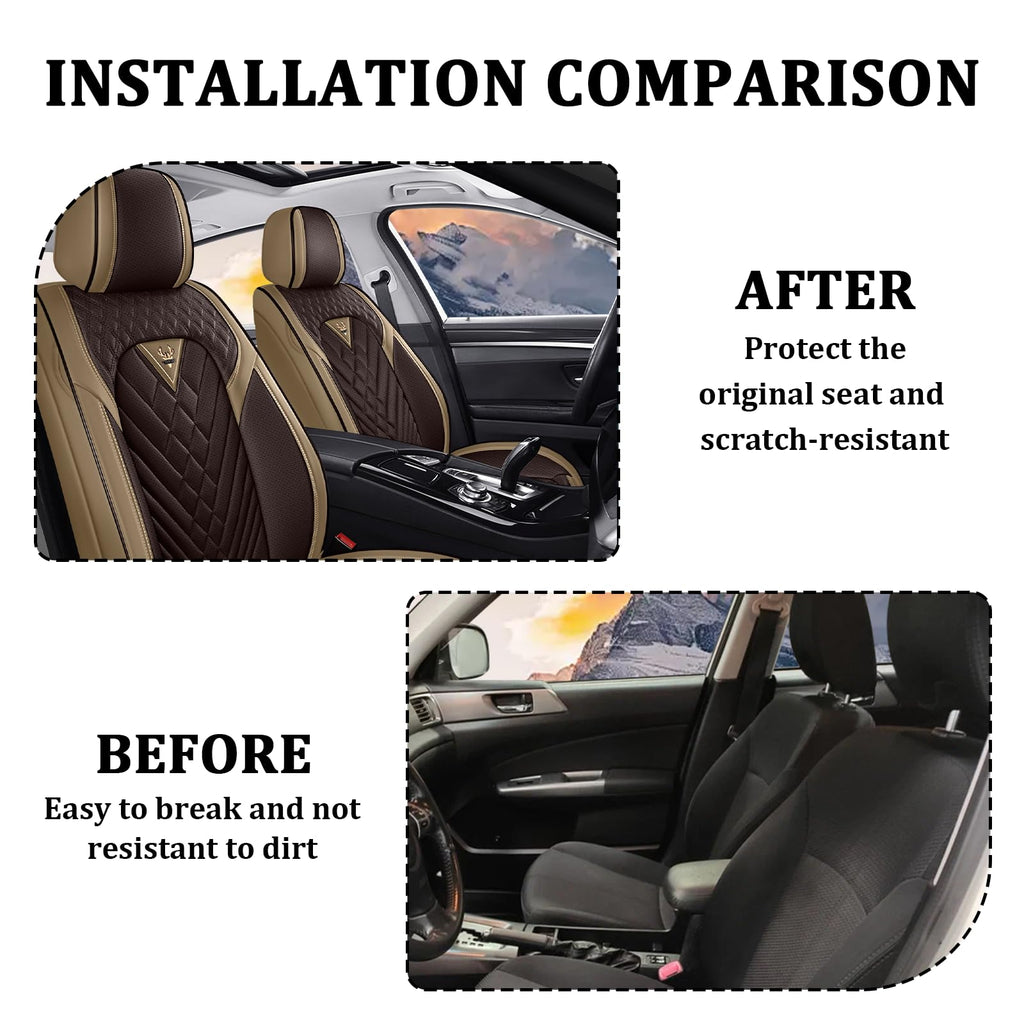 Open Box New HESHS Waterproof Nappa Leather Car Seat Covers for Ford F250 Brown Coffee 5 Seats