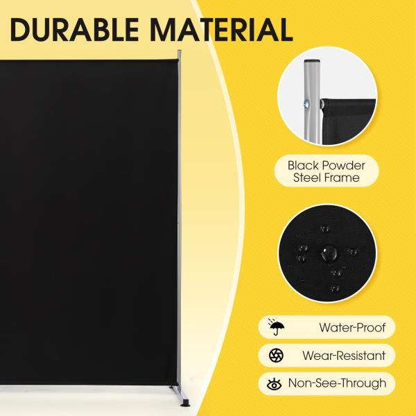 RANTILA Single Large Panel Room Divider, Privacy Screen for Office, Partition Separators, Freestanding Divider 71''W x 71''H, Black Retail $34.00
