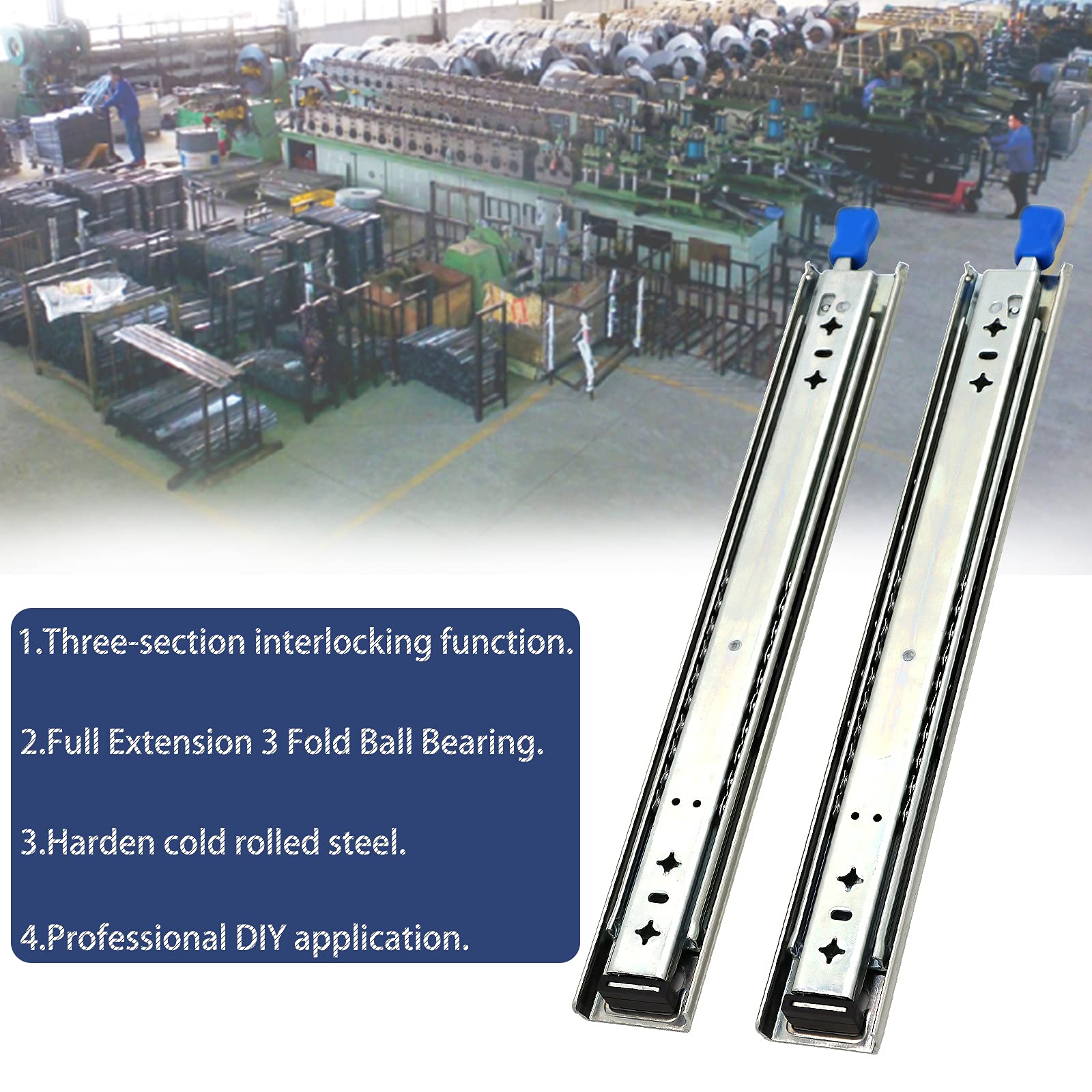 Inch Heavy Duty Locking Drawer Slides 1 Pair 260 Lb Side Mount Full Extension Stainless Steel