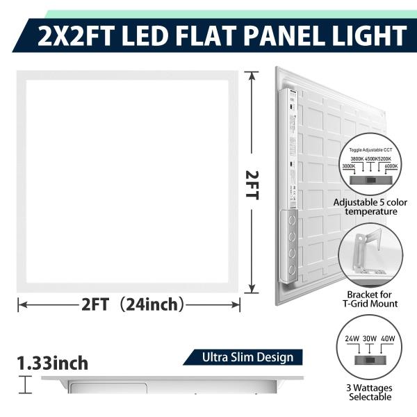 Allsmartlife 2x2 LED Flat Panel Light 6-Pack, Dimmable, 5CCT Options (3000K-6000K), 24W/30W/40W, Back-Lit 2x2FT LED Troffer Light Drop Ceiling for Commercial Office, ETL Retail $161.00