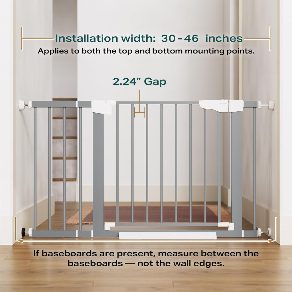 Gray Auto-Close Pressure Mounted Indoor Safety Gate 30.5 H 30-46 W