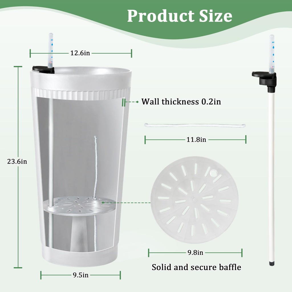'-Pack 24in Round Plastic Self-Watering Planters with Vertical Ribbed Design White