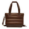 Large Brown Puffer Tote Bag with Laptop Pocket Adjustable  Luggage Strap