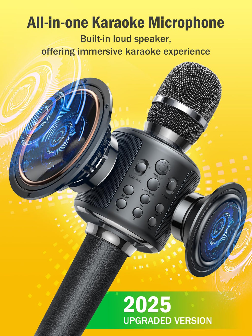 Wireless Bluetooth Karaoke Microphone Built-in Speaker 10H Playback Duet Mode Gray Retail $35.00