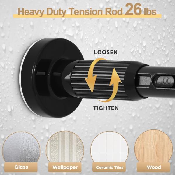 Black Tension Curtain Rod 41-118In Outdoor Curtain Rod