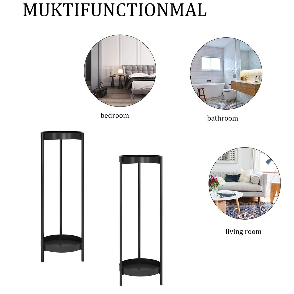 Black 2-Tier Anti-Rust Indoor Outdoor Plant Stand