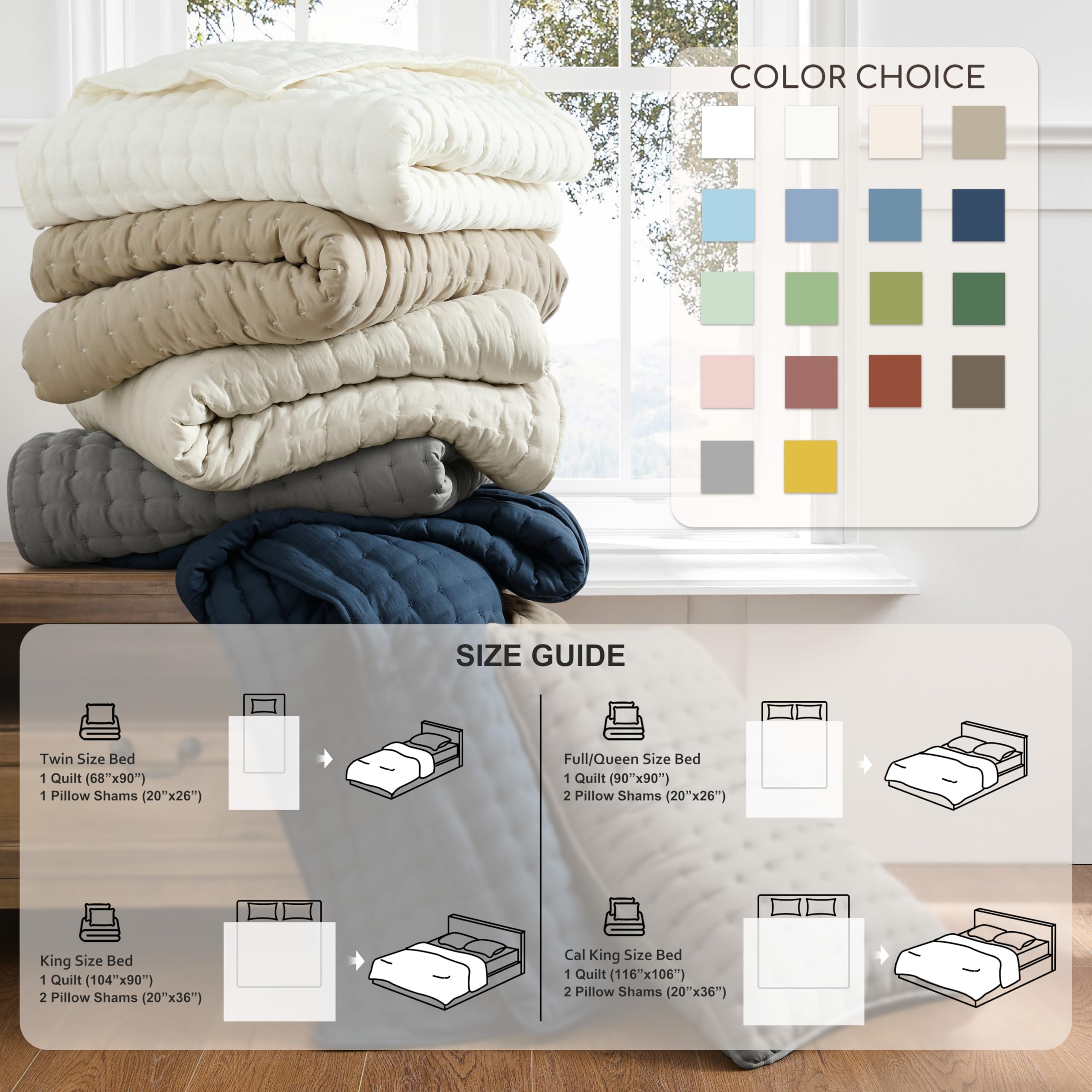 As-Is WDCOZY White Queen Size Lightweight Soft Quilt Bedding Set with Shams 3 Pieces Retail $44.00