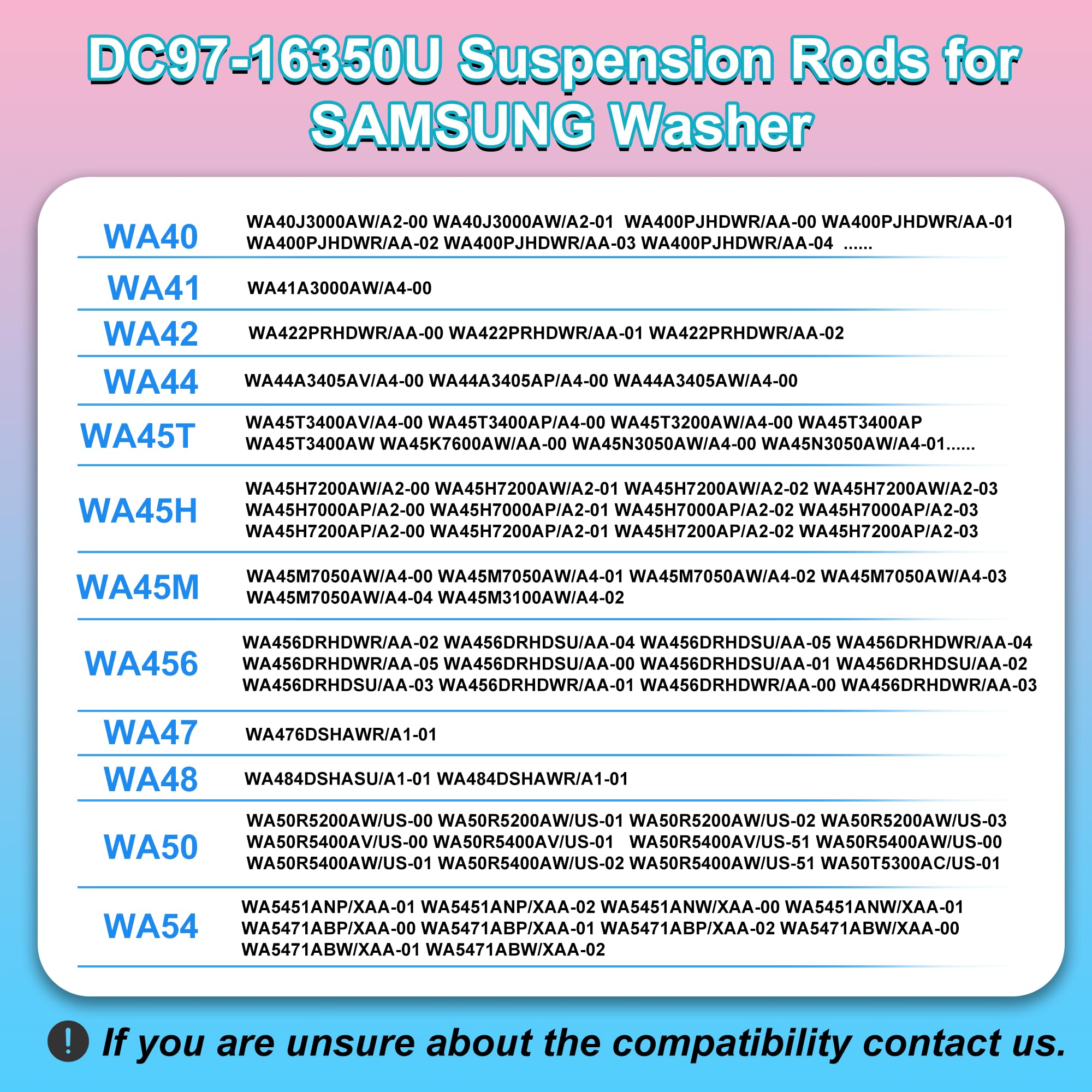 Open-Box New Vypart DC97-16350U 4pc Suspension Rod Kit for Samsung Washers Retail $33