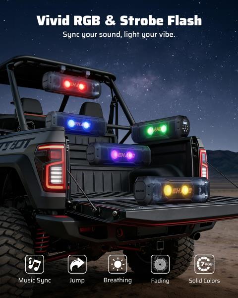 UTV Sound Bar Golf Cart Bluetooth Speaker with RGB Party Lights