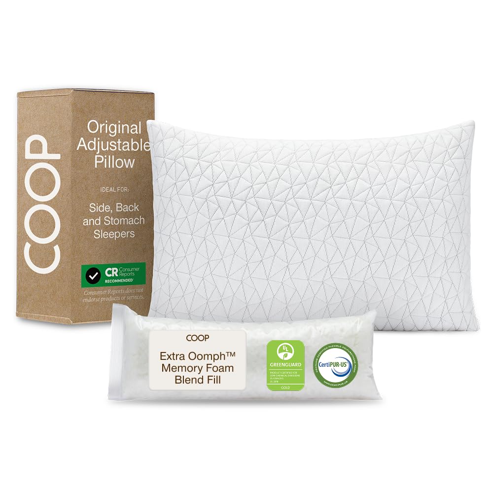 Adjustable King Size Memory Foam Bed Pillow White