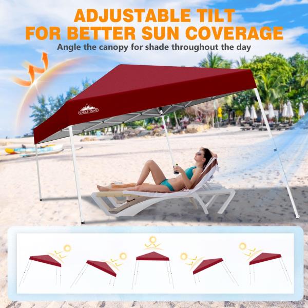 x10 Slant Leg Pop Up Canopy Tent Burgundy