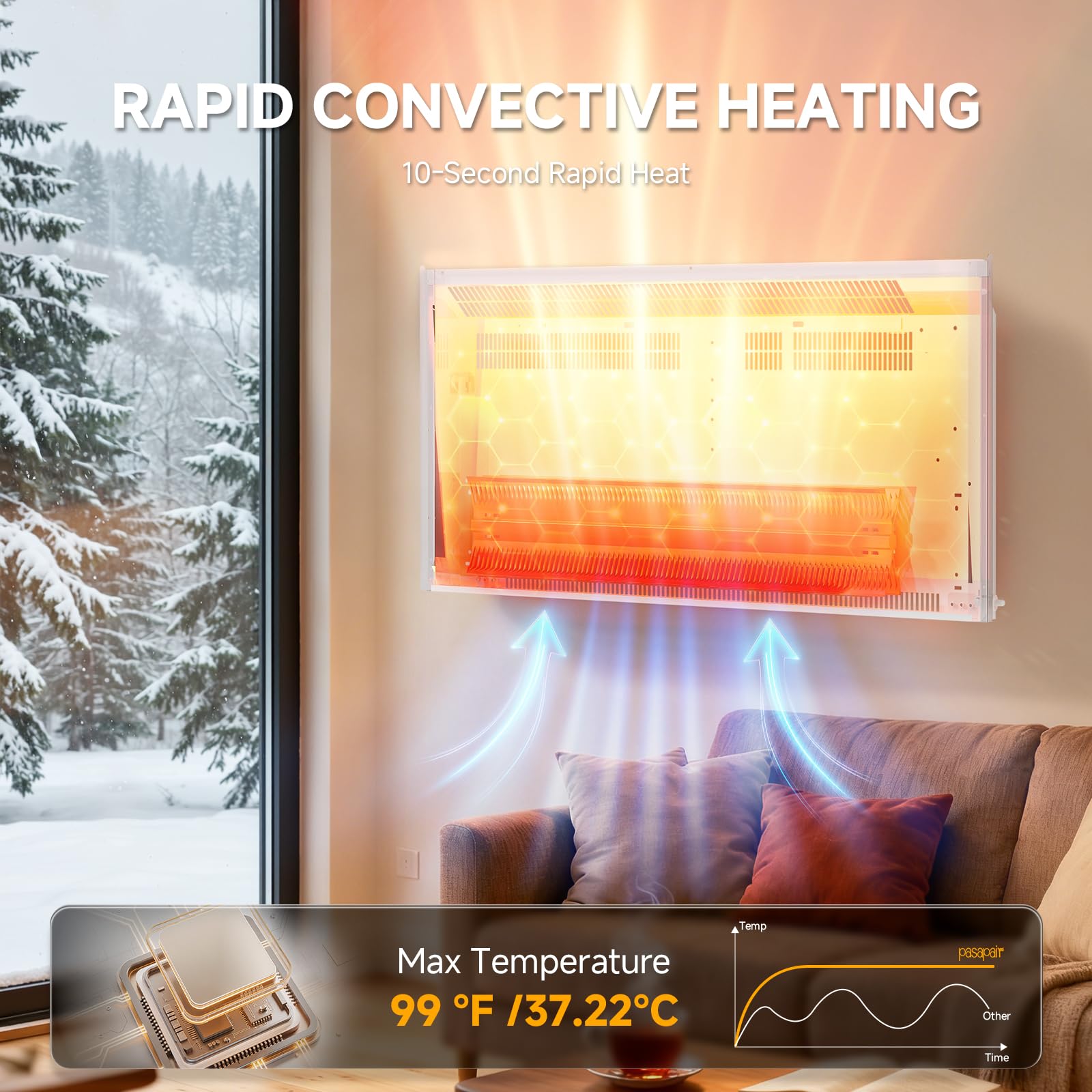 Orange Smart WiFi Mica Infrared Space Heater WallFreestanding Mount