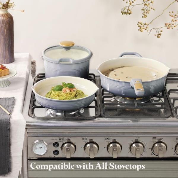 pcs Titanium Cookware Set Pots and Pans Set with Detachable Handle Gradient Grey