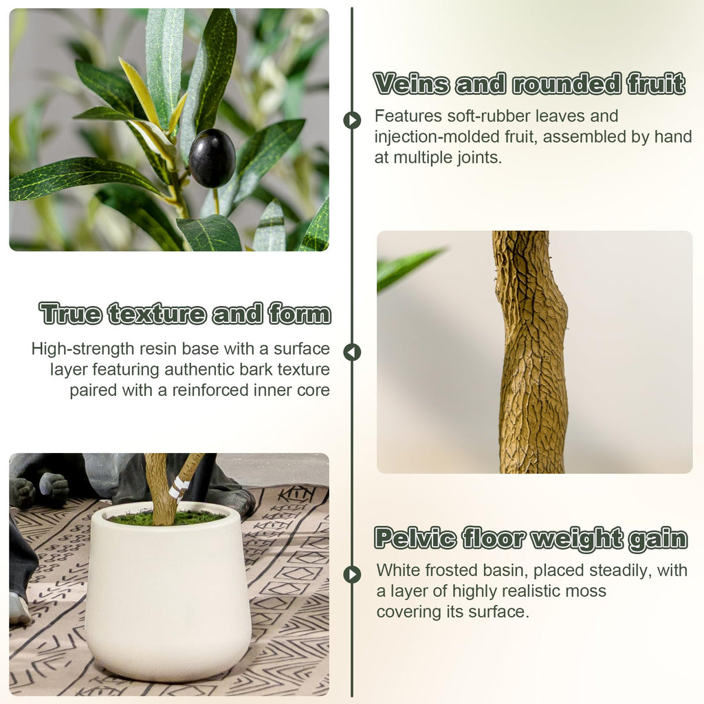 ft Faux Olive Tree with White Pot and Moss Realistic Artificial IndoorOutdoor Plant $134.25 Retail $179.00