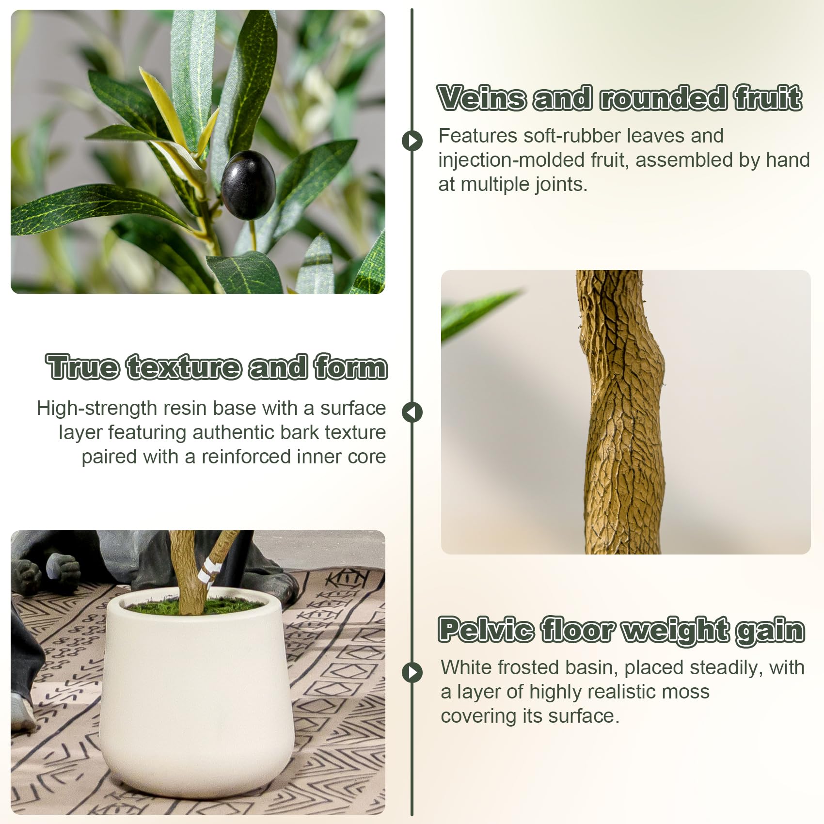 ft Faux Olive Tree with White Pot and Moss Realistic Artificial IndoorOutdoor Plant $134.25 Retail $179.00