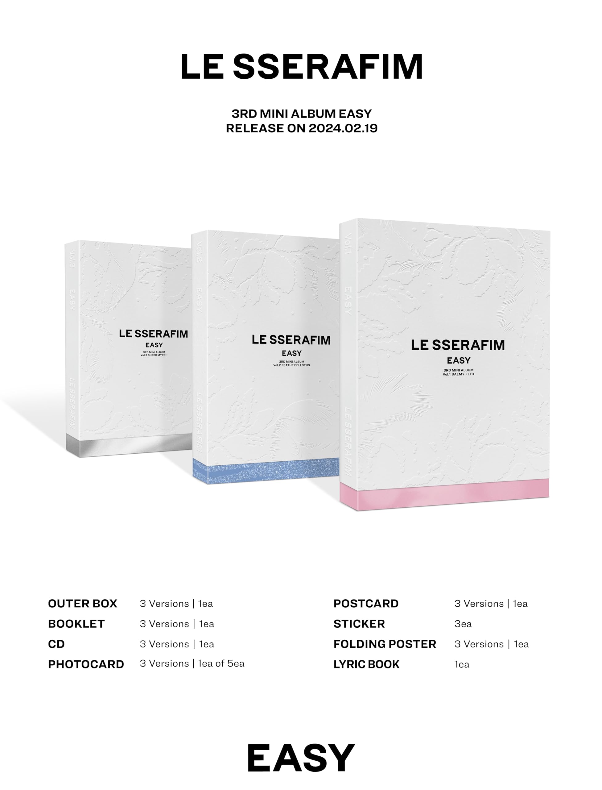 Le Sserafim 3rd Mini Album Easy Vol 1 Pink Retail $39.00