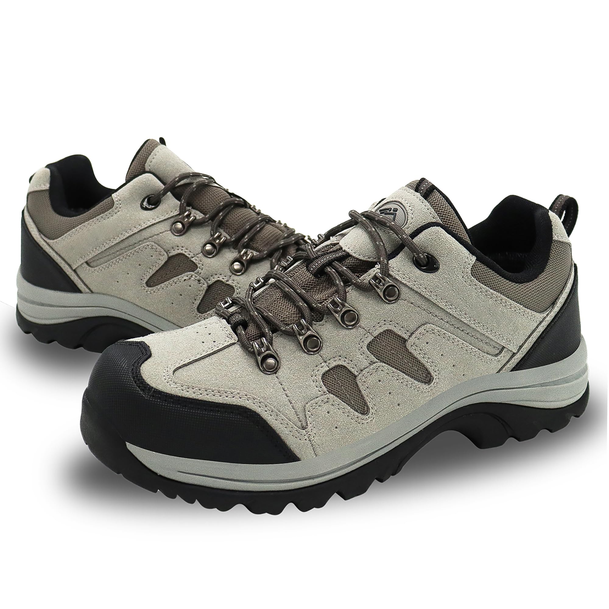 Mens Waterproof Lightweight Hiking Trekking Shoes Grey Suede Leather