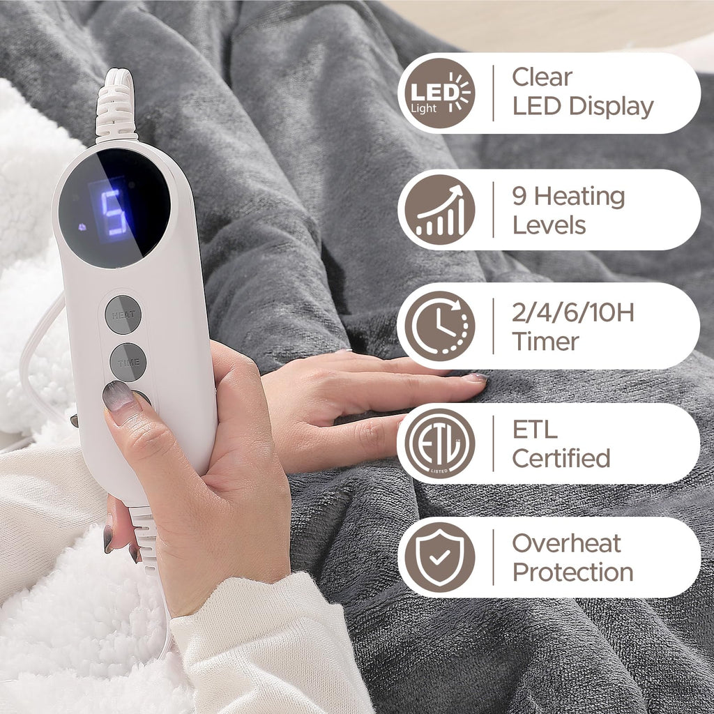 Open-Box New STHYTON Full Size Heated Blanket - 72x84 Dual-Sided 9 Heat Levels Auto-Off Retail $39.00