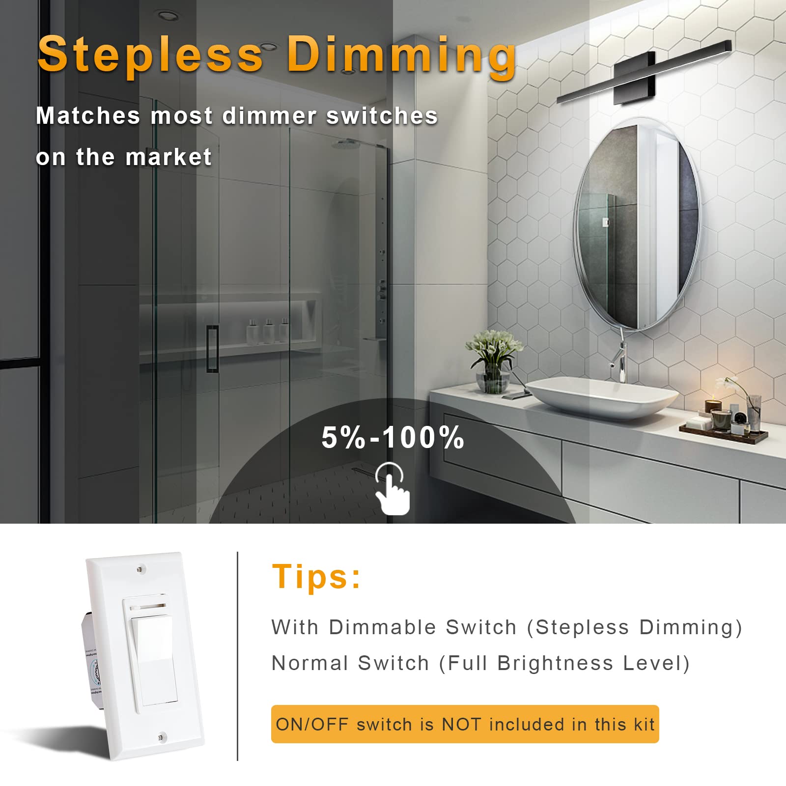 Open-Box New NIORSUN 23.6 5CCT Dimmable LED Bathroom Vanity Light