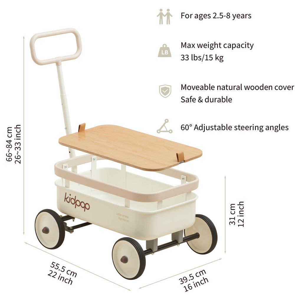 New kidpop PULA-Wild 3-in-1 Kids Push Walker  Pull-Along Wagon with Removable Wooden Cover. Retail $99.00
