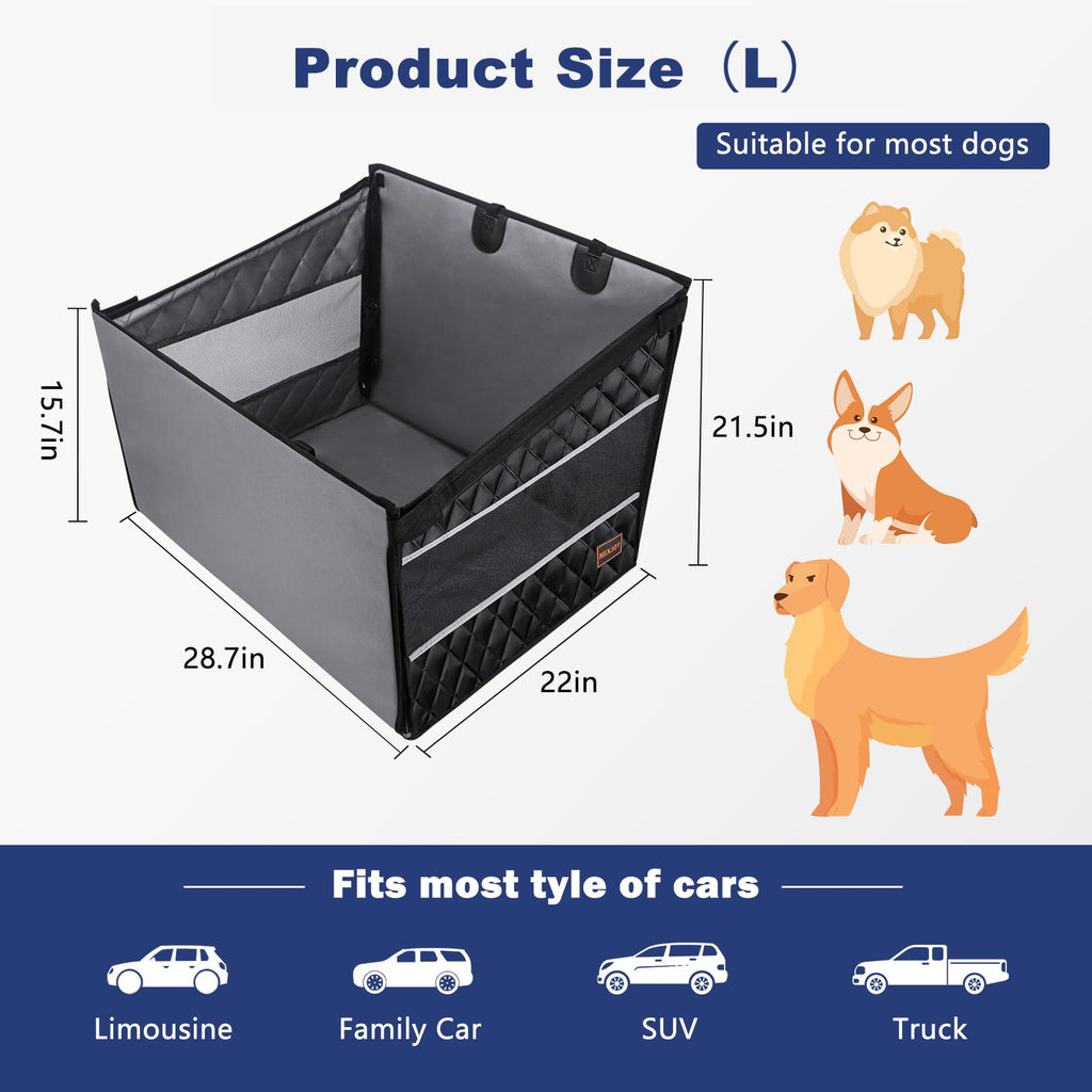 Grey Waterproof Dog Car Seat Back Seat Extender Hammock for Large Medium Dogs