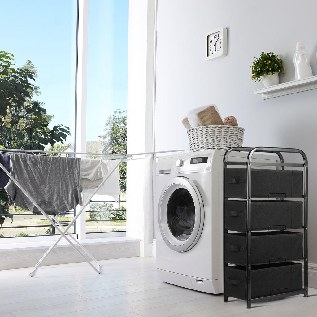 Black 4-Drawer Fabric Storage Tower Dresser