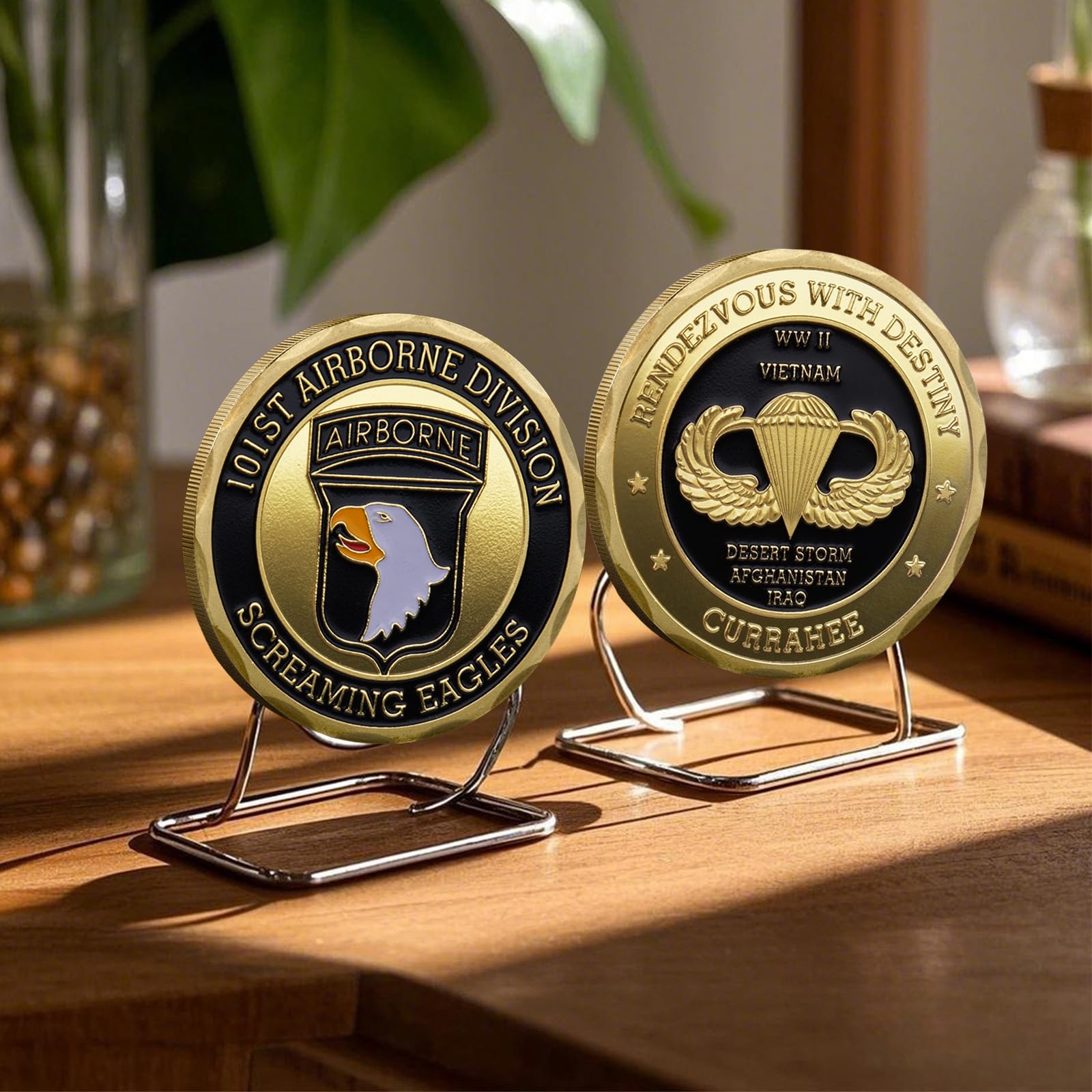 101st Airborne Division Challenge Coin – United States Army Screaming Eagles Coin – Gold-Plated Military Collectible – 3D Double-Sided Design – Eagle Crest Air Assault Division Token – Veteran Gift