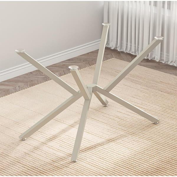 Modern Metal Crossed-Leg Table Base for Glass Marble or Wood Tabletops - Silver