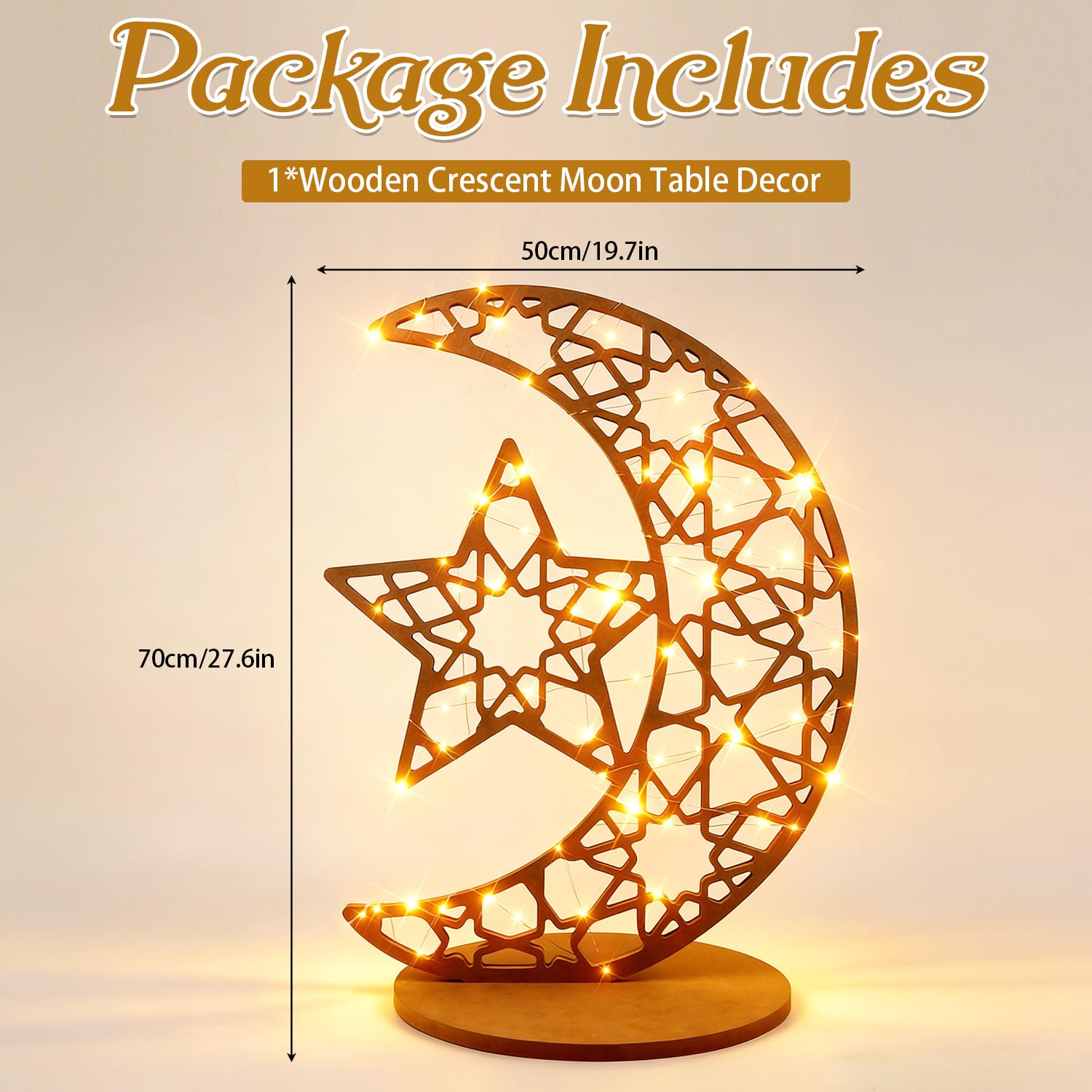 Open-Box New Eforcase JZ-T-Z01408A 28 Light-up Wooden Moon Star Eid Table Decor