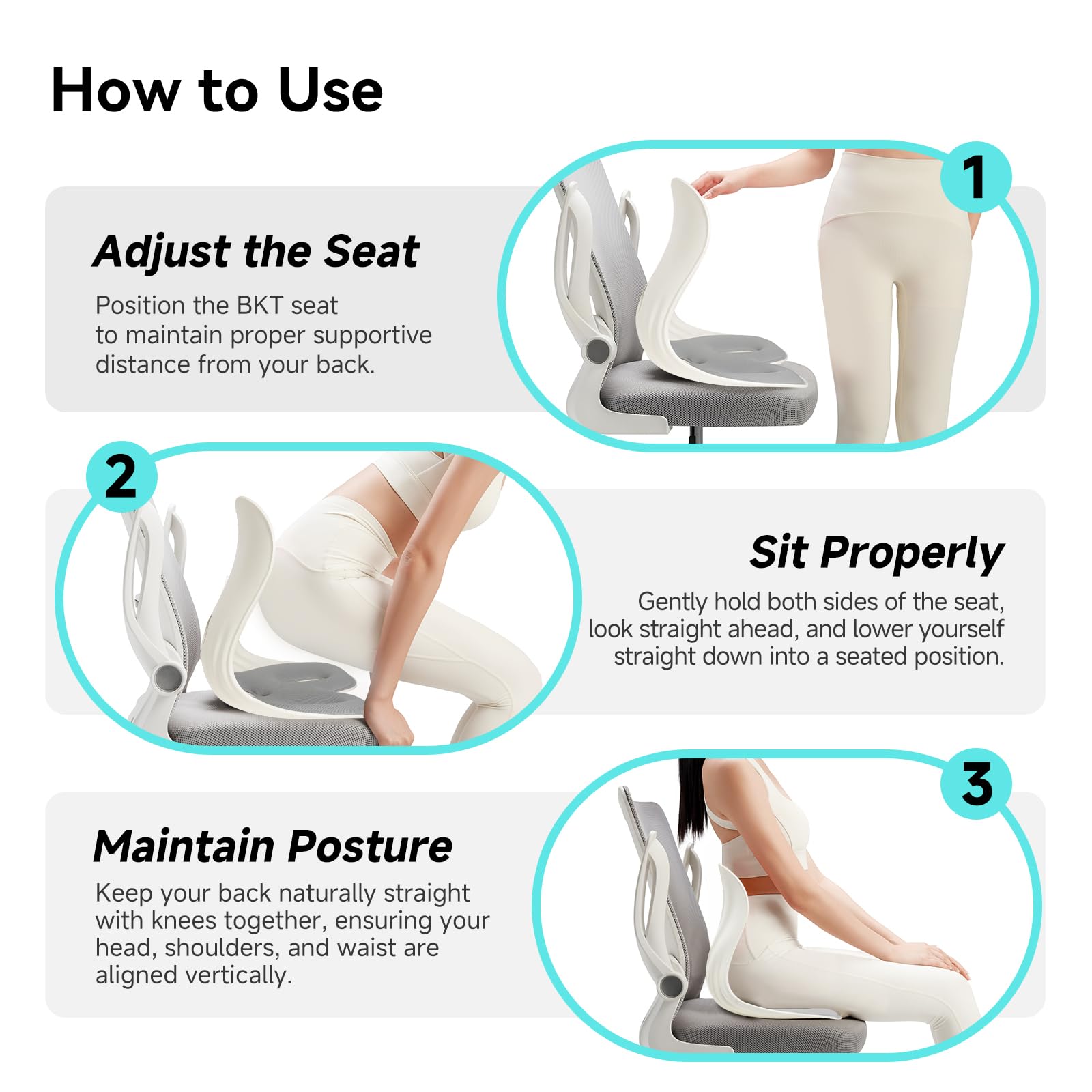 BKT Seat Cushion Chair Ergonomic Office Chair Cushions Lumbar Support for Seat Pillow Ideal for Students Office Workers Nursing Mothers Long Sitting Outdoor Fishing Floor (Grey) Retail $52.00