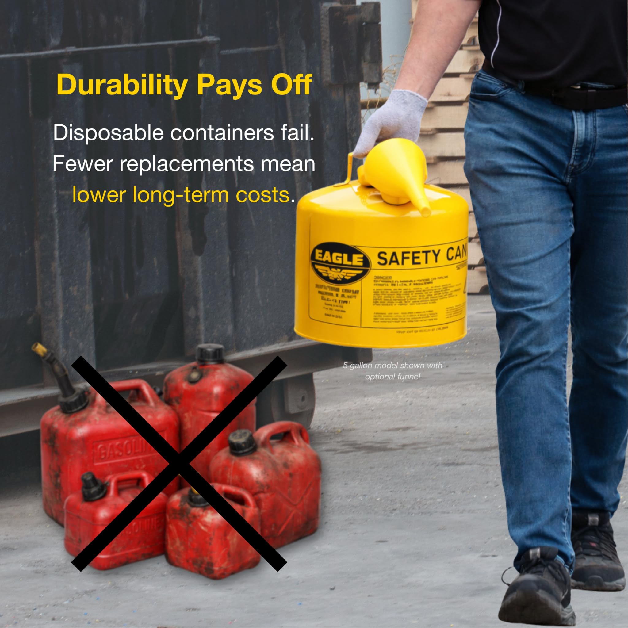 Gallon Type I Yellow Safety Gas Can for Diesel with Flame Arrester and Funnel