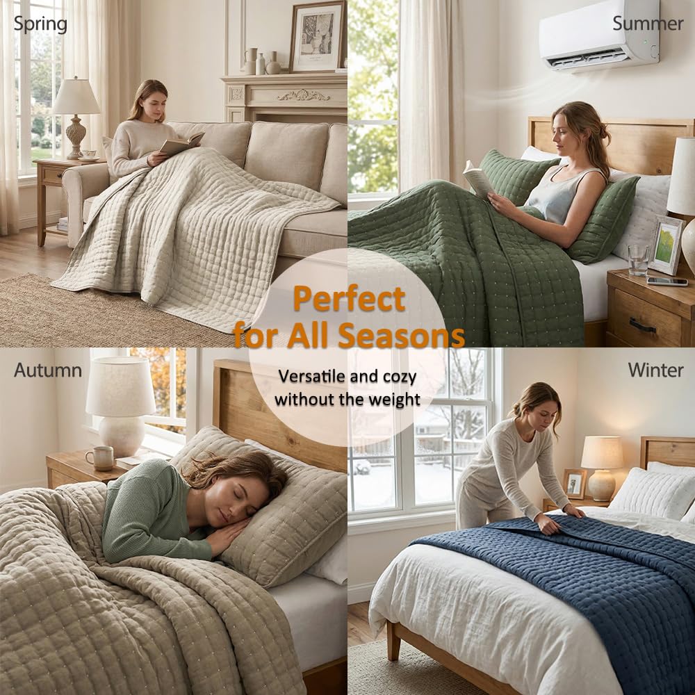 As-Is WDCOZY White Queen Size Lightweight Soft Quilt Bedding Set with Shams 3 Pieces Retail $44.00