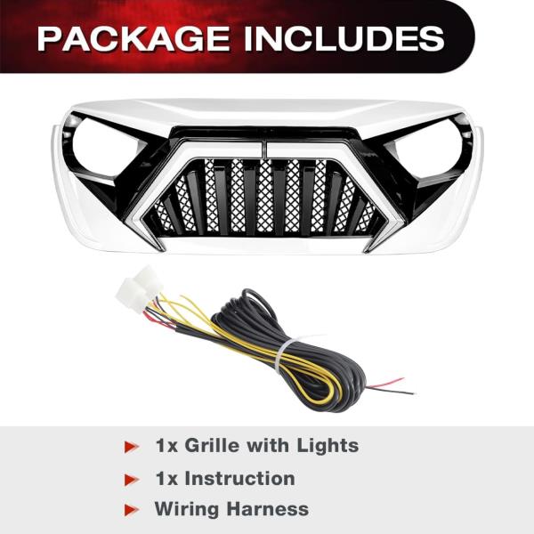 Front Goliath Grill with DRL Turn Signal for 2018 Wrangler JL and 2020 Gladiator JT