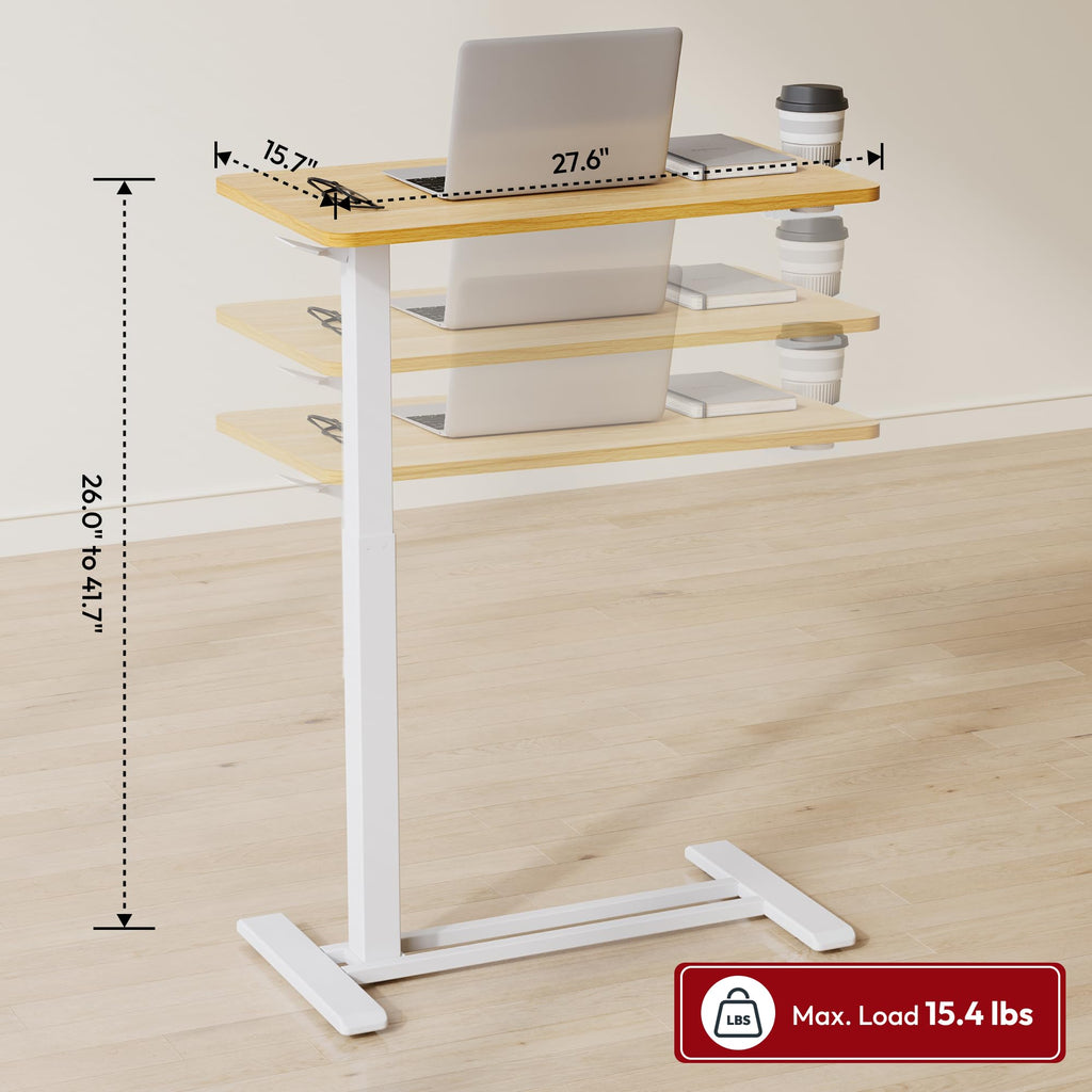 Maple Adjustable Portable Rolling Overbed Table