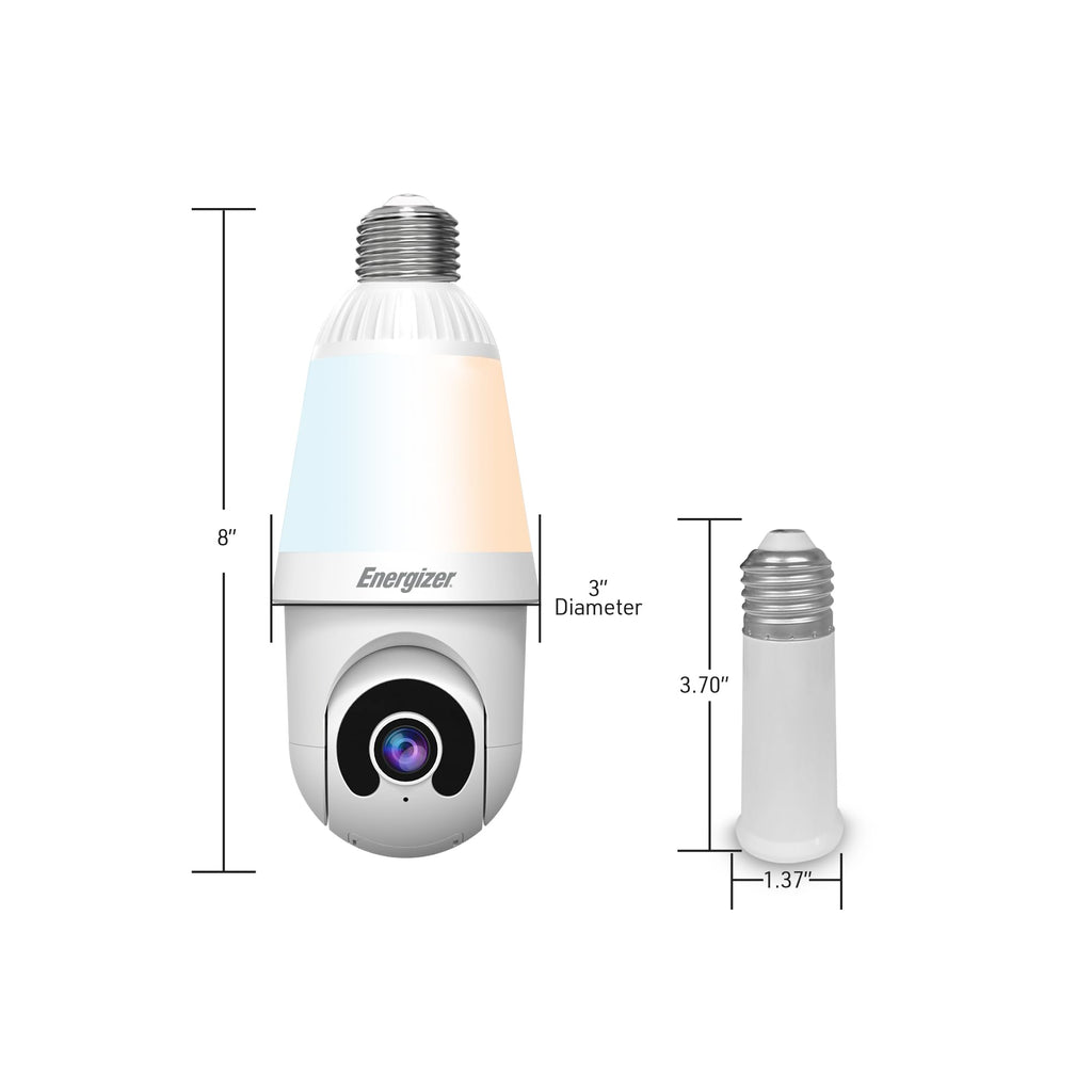 New Energizer Smart 2K Light Bulb Camera - PanTilt Auto Tracking 1000 Lumens LED