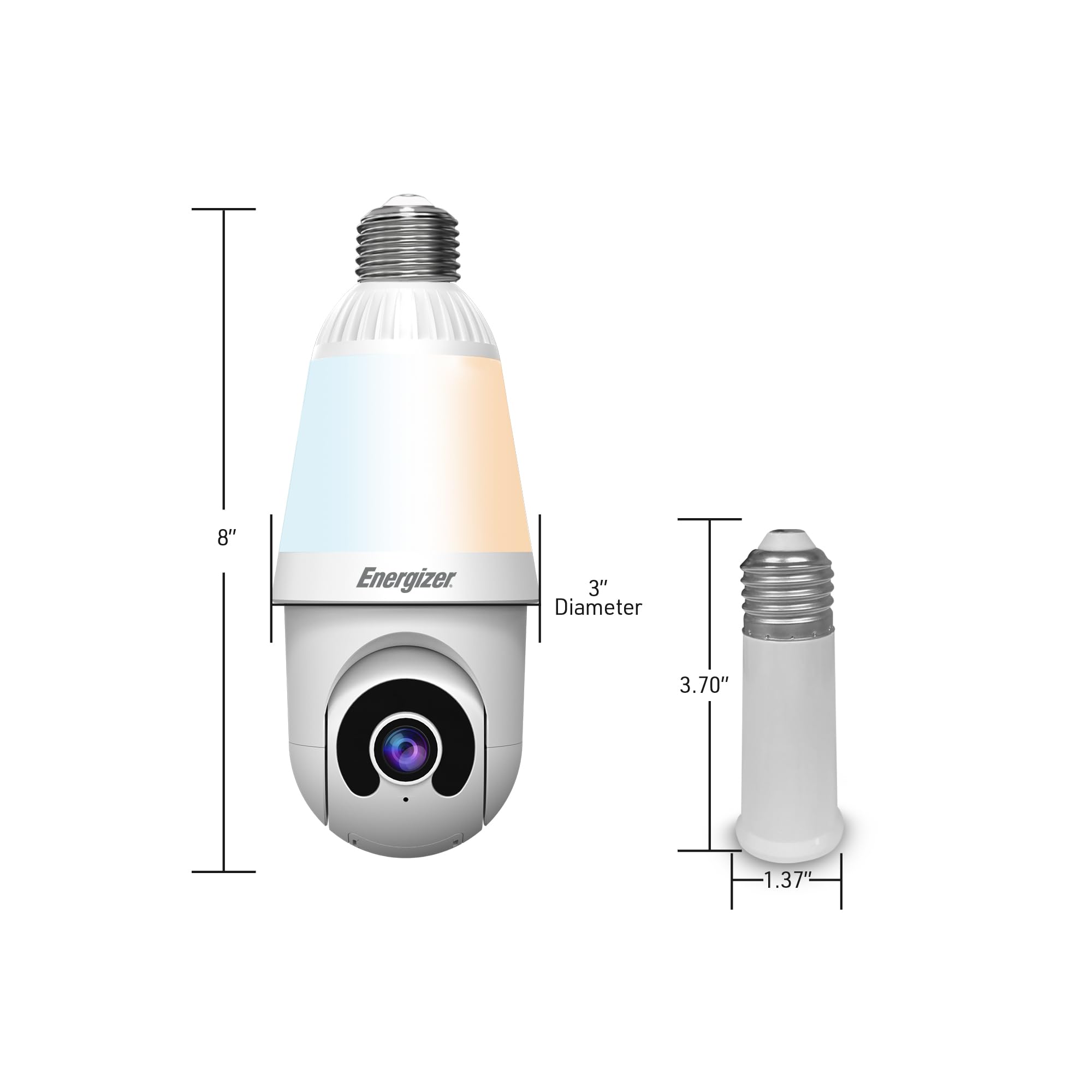 New Energizer Smart 2K Light Bulb Camera - PanTilt Auto Tracking 1000 Lumens LED
