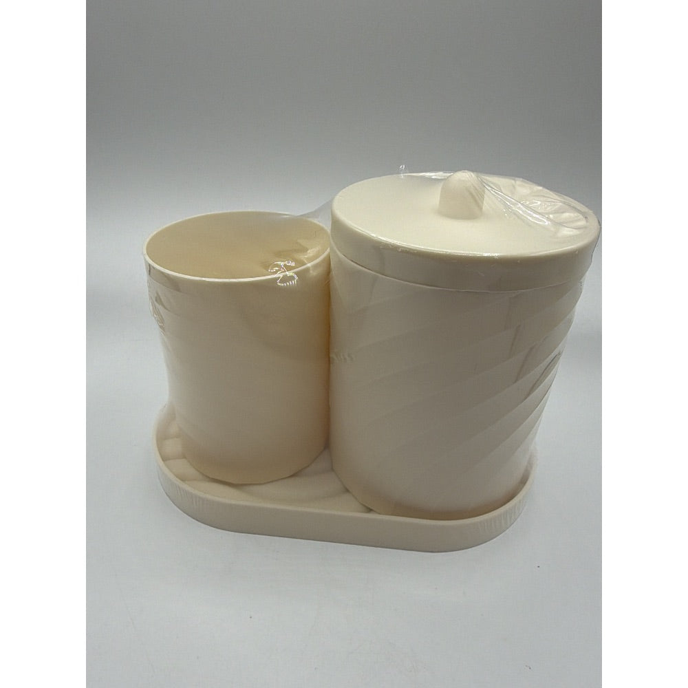 Beige Bathroom Accessory Vanity Organizer Set