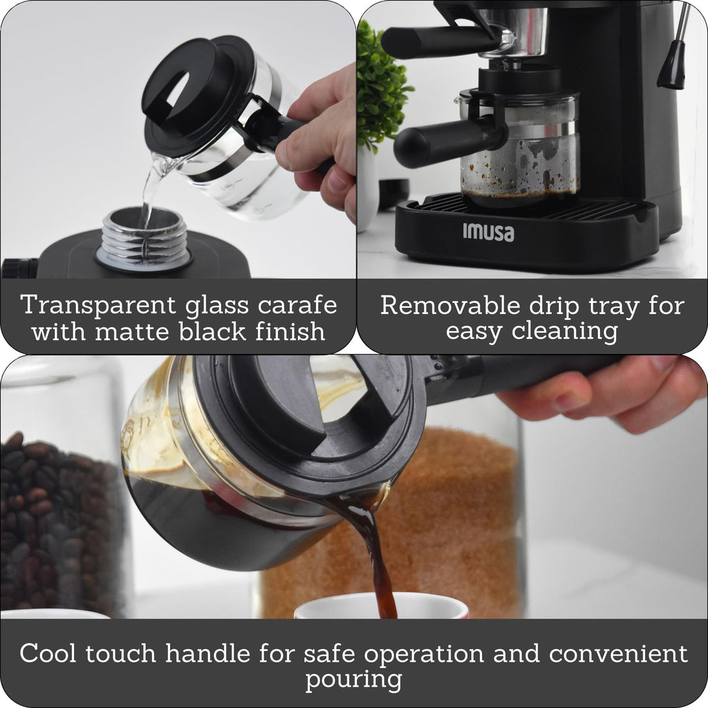 IMUSA USA GAU-18202 4 Cup Espresso/Cappuccino Maker,120 volts, Black Retail $69.00
