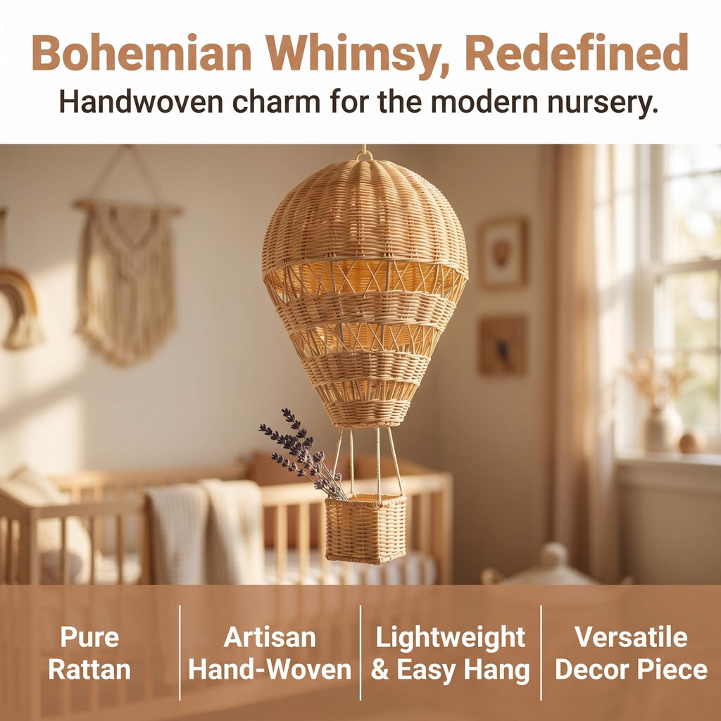 Alipis Natural Rattan Woven Hot Air Balloon Decor Delicate Kids Room Rattan Craft Retail $59.00