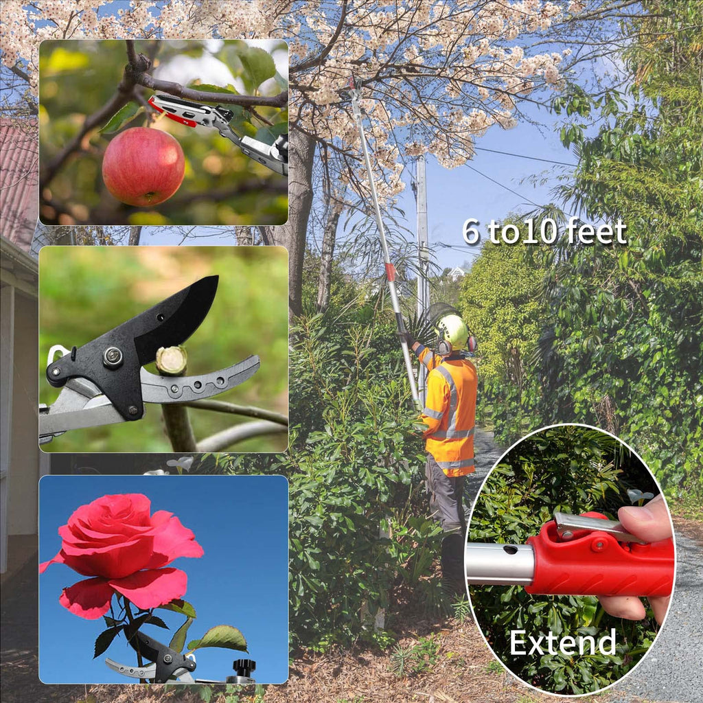Garden Telescopic Pole Pruner 3.67-5.45 FT Extendable with Cut  Hold - Silver